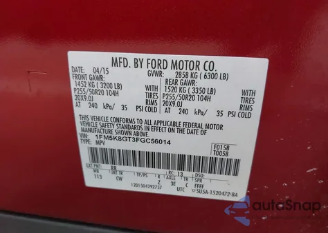 2015 Ford Explorer Sport z USA, uszkodzony, nr VIN 1FM5K8GT3FGC56014